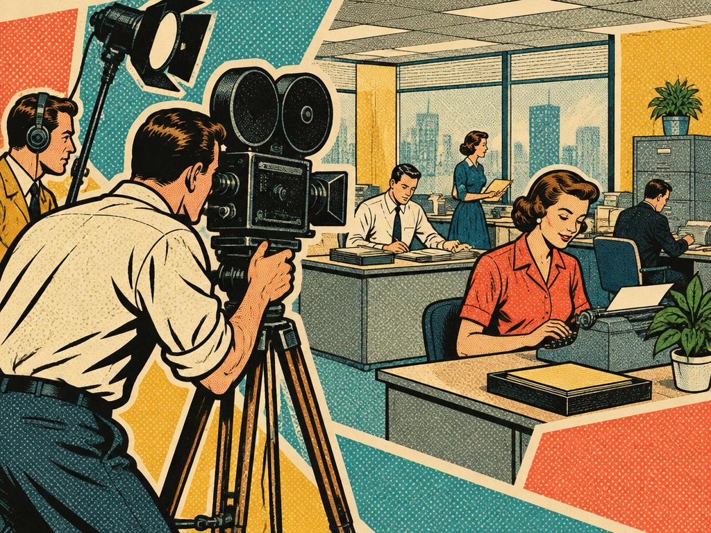 Ilustrație retro pop art pentru Filmare corporate / on-location