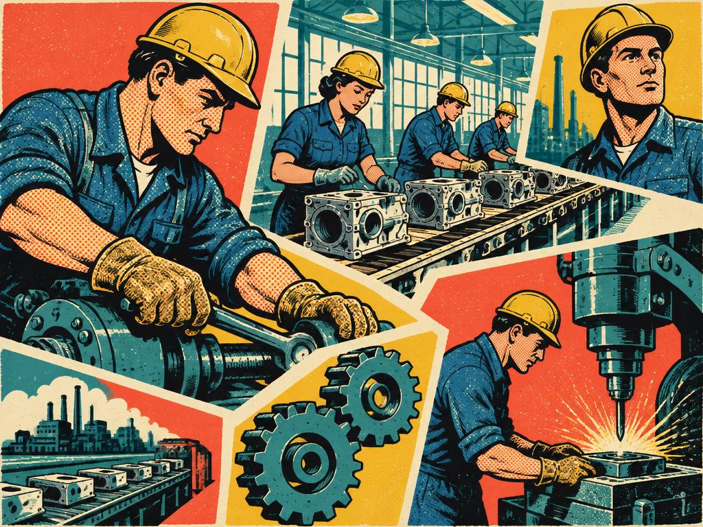 Ilustrație retro pop art pentru Industrie / producție / tehnic