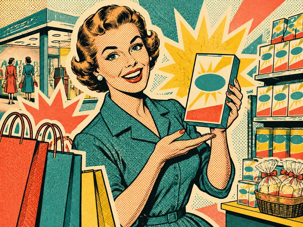 Ilustrație retro pop art pentru Retail / e-commerce / produse